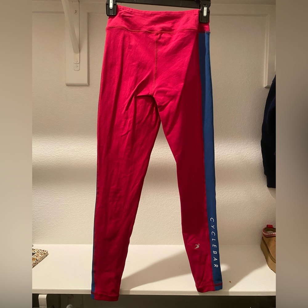 Cycle Bar full length legging in hot pink and blue size XS